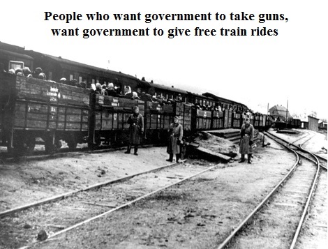 The Reason for People to Own Guns Picture of victims loaded in train cars by the Nazis